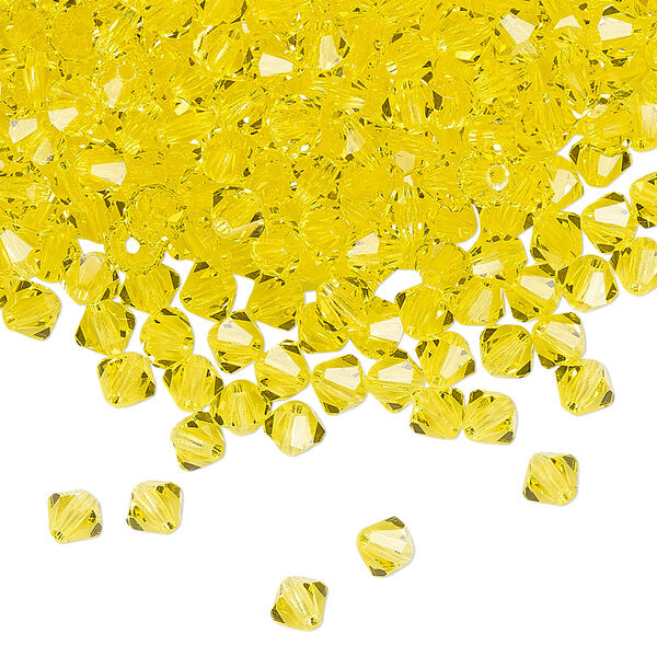 Bead 48pk citrine, Preciosa Czech crystal 4mm bicone image number 0