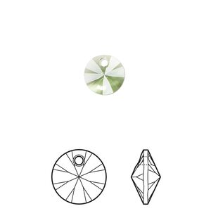 Drop 12pk peridot, Crystal Passions® Regenerated 8mm pendant mini disk 6428