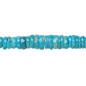 Turquoise 1pkg1, faceted heishi bead 17 inch graduated 4x2mm-8x4mm