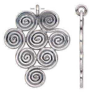 Focal, Hill Tribes, antique silver-plated copper, 41x35mm swirl design. Sold individually.