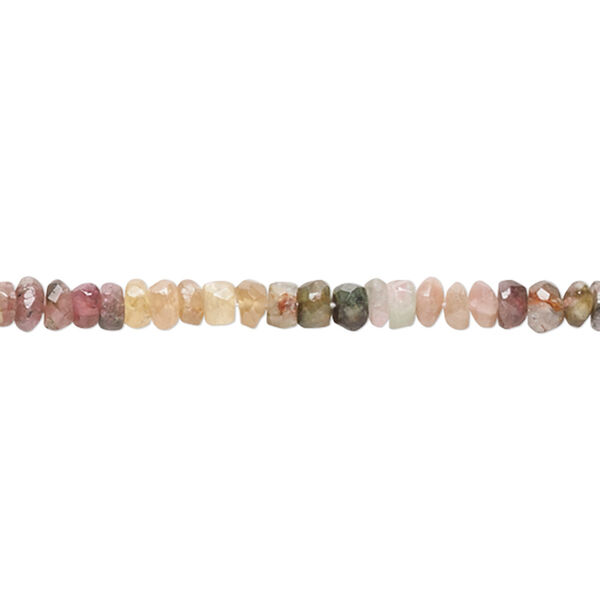 Bead, multi-tourmaline (natural), 3x1mm-5x4mm hand-cut faceted rondelle, C- grade, Mohs hardness 7 to 7-1/2. Sold per 13-inch strand. image number 0
