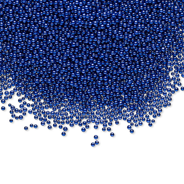 Bead, coated glass, opaque blue, 1mm undrilled micro round. Sold per 15-gram vial. image number 0