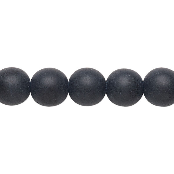 Bead, Preciosa, Czech glass druk, opaque matte black, 10mm round. Sold per 15-1/2" to 16" strand. image number 0