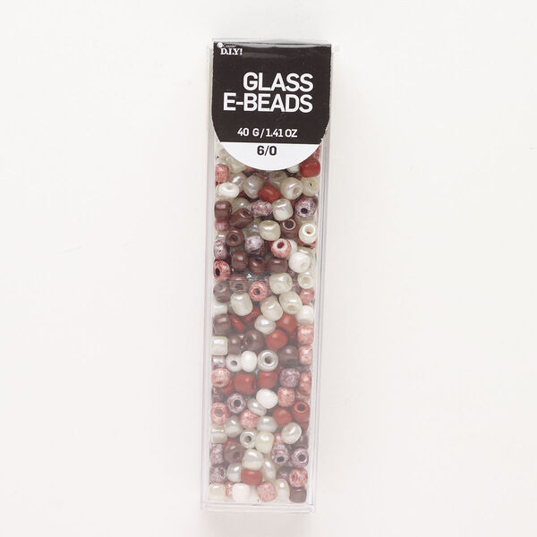 Seed bead mix, glass, pkg/40g, #6 round, opaque mixed colors. image number 0