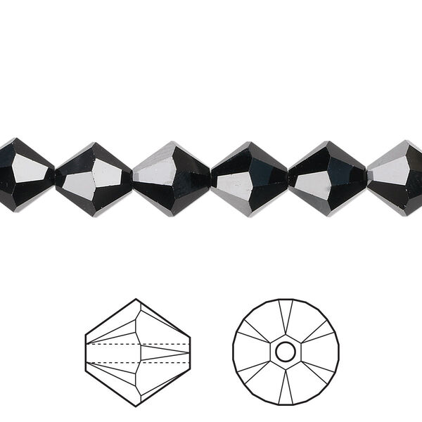 Bead 12pk jet, Crystal Passions® 8mm bicone 5328 image number 0