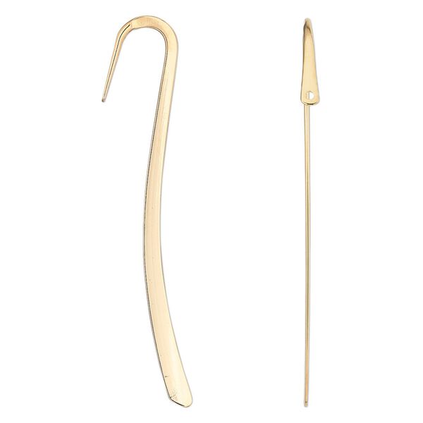 Bookmark, gold-plated steel, 3-3/8 inches long with 1.5mm hole. Sold per pkg of 12. image number 0