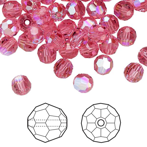 Bead 12pk rose shimmer, Crystal Passions® 6mm round 5000 image number 0