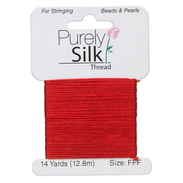 Thread, Purely Silk™, red, size FFF. Sold per 14-yard card. image number 0