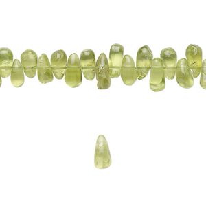 Peridot 1pkg1, hand-cut top-drilled teardrop bead natural 15.5-16 inch 5x4mm-8x5mm