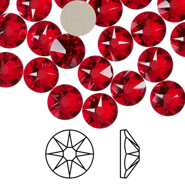 Flat back 12pk light Siam foil back, Crystal Passions® 8.412-8.672mm rose round SS40 2088 image number 0