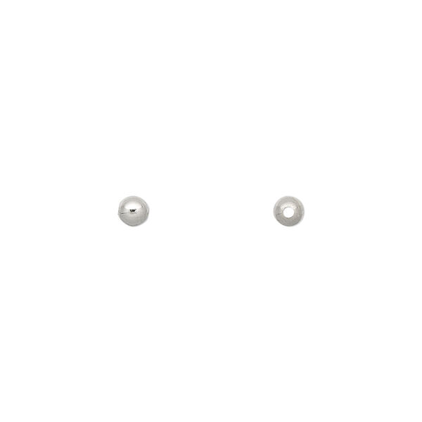 Bead, imitation nickel-plated brass, 3mm round. Sold per pkg of 100. image number 0