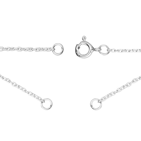 Sterling silver 1pkg1, 1.2mm cable chain necklace component, 16.75 inch / 5mm springring clasp / 3.5mm jump ring image number 0