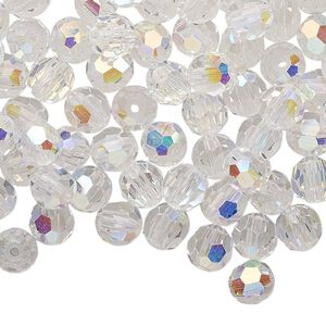 Bead 288pk crystal AB, Preciosa Czech crystal 6mm round