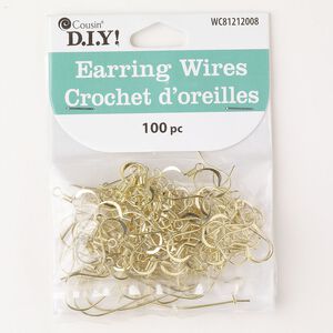 Earring mix fishhook / kidney 1pkg100, 16mm / 4mm coil / 34mm / open loop, 22-24 gauge gold-finished steel 50 pair