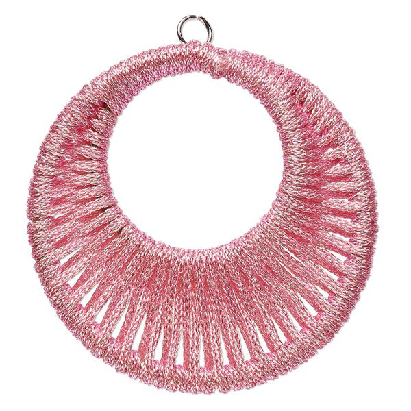 Focal, nylon and imitation rhodium finished steel, metallic pink, 44.5mm wrapped go-go. Sold per pkg of 2. image number 0