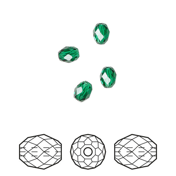 Bead 4pk majestic green, Crystal Passions® 5x4mm olive briolette 5044 image number 0