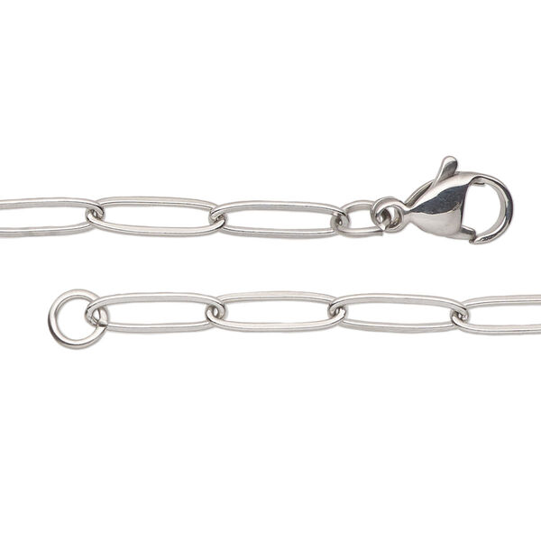 Chain, stainless steel, 3.6mm paperclip, 24 inches with lobster claw clasp. Sold individually. image number 0
