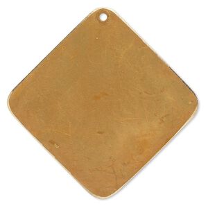 Focal, brass, bright gold patina, Pantone® color 18-0935, 40x40mm double-sided diamond. Sold per pkg of 6.