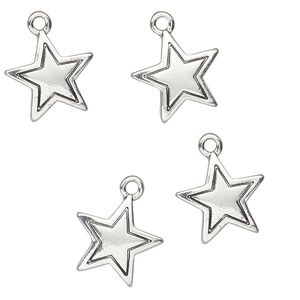 Charm, antique silver-finished "pewter" (zinc-based alloy), 15x14mm star. Sold per pkg of 4.
