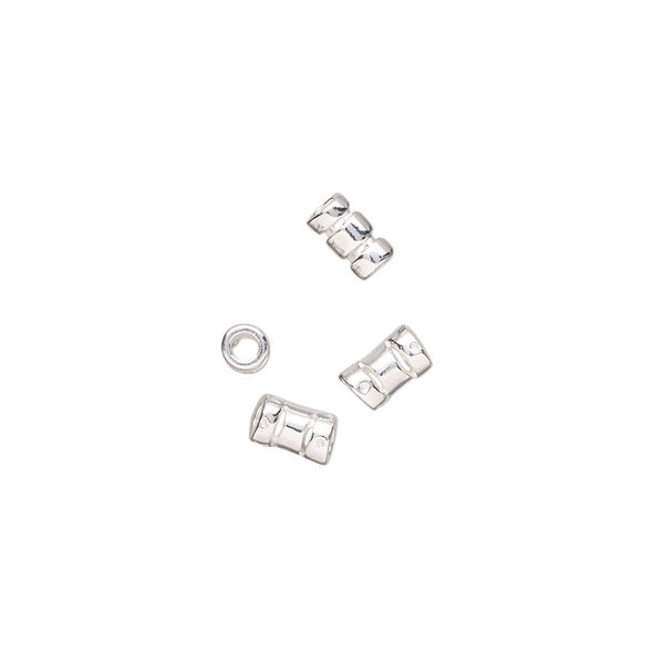 Crimp, sterling silver, 5.5x3mm tube, 1.7mm inside diameter. Sold per pkg of 8. image number 0