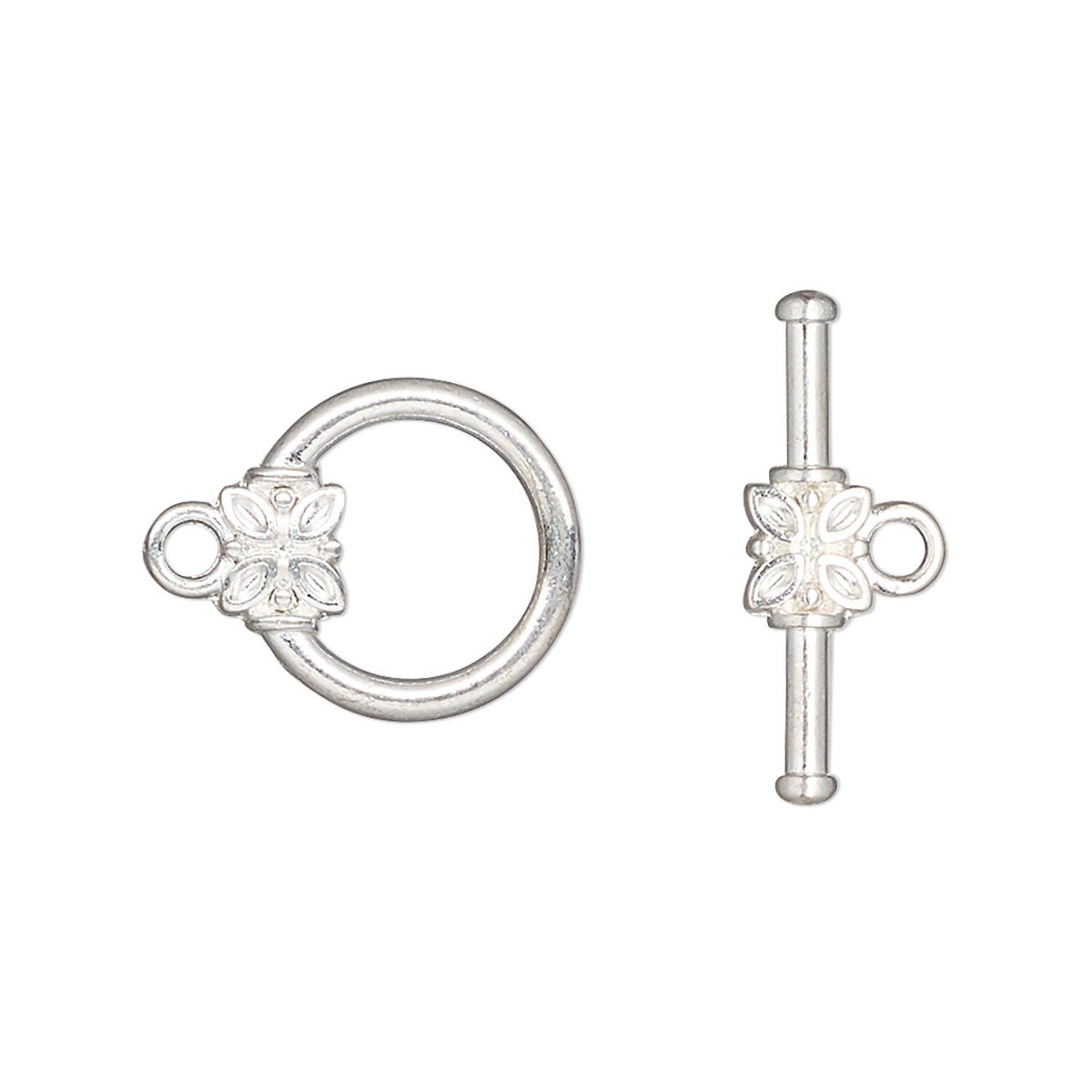 thumbnail image 2 of 20 Sets Antiqued Silver Pewter Toggle Clasps – 15x14mm Round For Jewelry Making 2 of 5