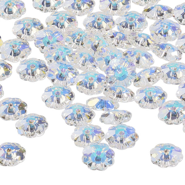 Bead 12pk crystal AB, Preciosa Czech crystal 8x3mm loch flower image number 0