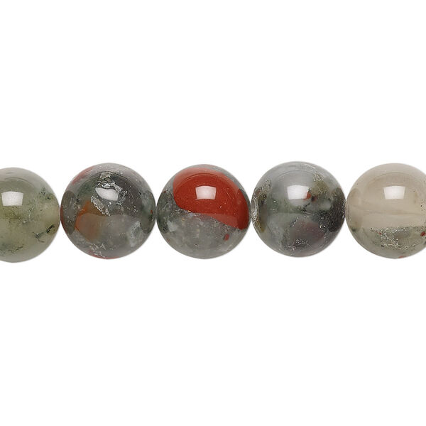 Bead, African bloodstone (natural), 10mm round, B grade, Mohs hardness 6-1/2 to 7. Sold per 15-1/2" to 16" strand. image number 0