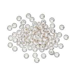 Bead, silver-plated brass, 3x2mm corrugated rondelle. Sold per pkg of 1,000.