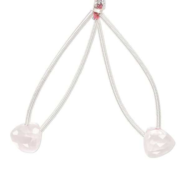 Rose quartz 1pkg2, hand-cut top-drilled faceted trillion bead natural 8x8mm image number 0