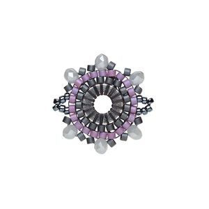 Link, Creative Touch, glass, gunmetal / grey / lilac, 22mm double-sided snowflake. Sold individually.