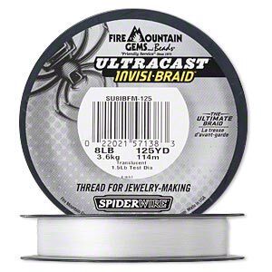 Thread, Spiderwire®, translucent, 0.18mm ultra-cast invisi-braid, 8-pound test. Sold per 125-yard spool.