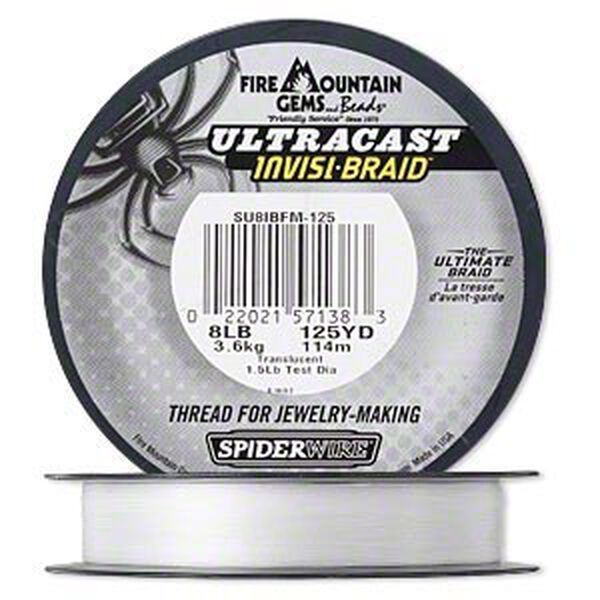 Thread, Spiderwire®, translucent, 0.18mm ultra-cast invisi-braid, 8-pound test. Sold per 125-yard spool. image number 0
