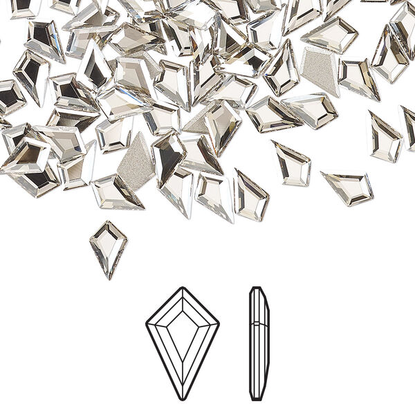 Flat back 24pk crystal silver shade foil back, Crystal Passions® 6.4x4.2mm kite 2771 image number 0