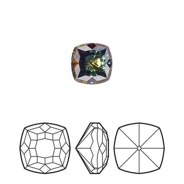 Fancy stone 48pk crystal vitrail medium foil back, Swarovski® 10mm magical square 4460 image number 0