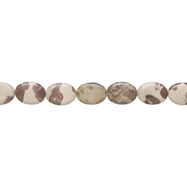 Crazy Horse&trade; stone 1pkg1, puffed oval bead natural, 15 inch 30x21mm-30x22mm (calcite / limestone) image number 1