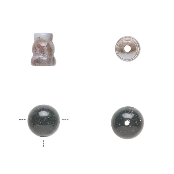 Bead, fancy jasper (natural), 8mm T-drilled round and 8x5mm-9x6mm cone, B grade, Mohs hardness 6-1/2 to 7. Sold per pkg of (2) 2-piece sets. image number 0