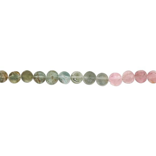 Multi-tourmaline 1pkg1, hand-cut flat round bead natural 14 inch 3-4mm image number 0