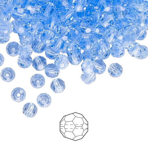 Bead 144pk light sapphire, Preciosa Czech crystal 4mm round image number 0