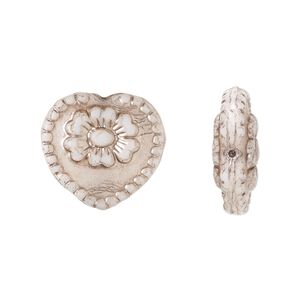 Bead, Preciosa Czech pressed glass, opaque alabaster, light copper finish, 18x17mm heart. Sold per pkg of 5.