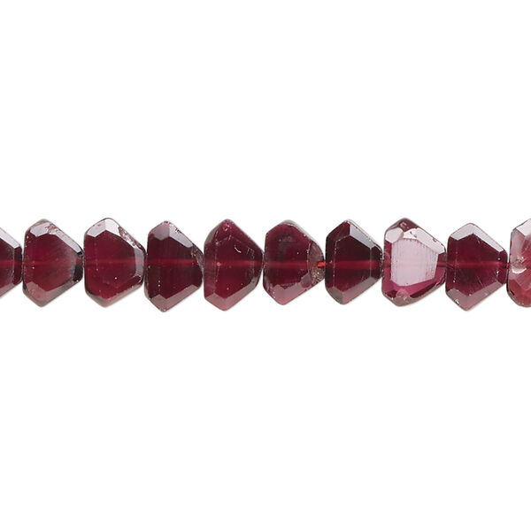 Bead, garnet (dyed), 5x3mm-7x5mm hand-cut 6-sided faceted diamond, B grade, Mohs hardness 7 to 7-1/2. Sold per 16-inch strand. image number 0