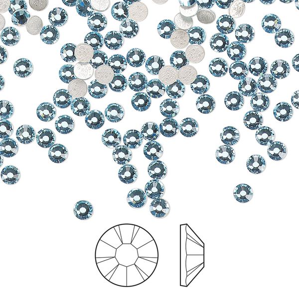 Flat back 1440pk aquamarine foil back, Preciosa MAXIMA Czech crystal hotfix rhinestone 2.7-2.9mm chaton rose round SS10 image number 0