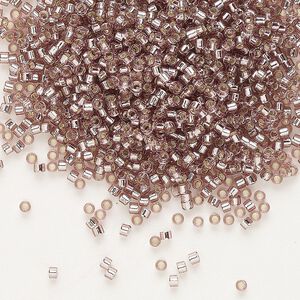 Seed bead, Delica®, glass, pkg/250g, #11 round, transparent silver-lined smoky amethyst (DB-0146).
