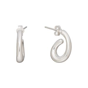 Earring, Create Compliments®, fine silver, electroformed, 16.5mm open teardrop. Sold per pair.