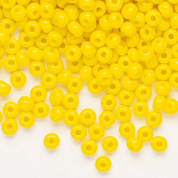 Seed bead, Preciosa Ornela Czech glass, pkg/500g, #6 rocaille, opaque yellow, (83130). image number 0
