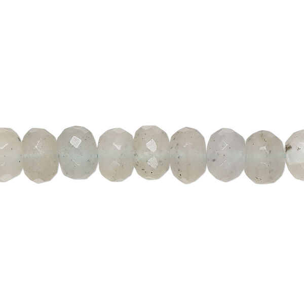 Bead, moss aquamarine (heated), light, 7x5mm-8x6mm hand-cut rondelle, C- grade, Mohs hardness 7-1/2 to 8. Sold per 14-inch strand, approximately 65 beads. image number 0