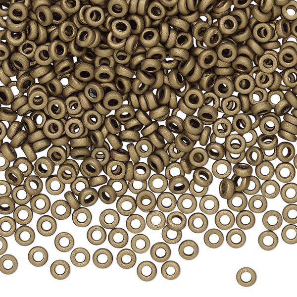 Seed bead, Miyuki, glass, pkg/10g, 3x1.3mm spacer rondelle, opaque matte brown, (SPR3-2006). image number 0