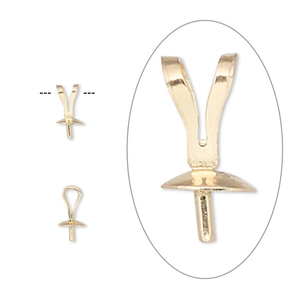 Bail, rabbit ear, 14Kt gold, 4mm cup with 2mm peg, fits 4-10mm bead. Sold individually. image number 0