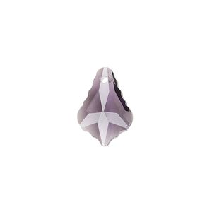 Drop, glass, transparent purple, 16x11mm baroque. Sold per pkg of 10.