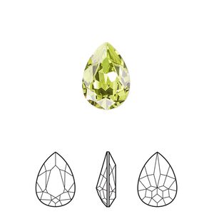 Fancy stone 12pk citrus green foil back, Crystal Passions® 14x10mm pear 4320