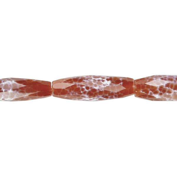 Bead, fire crackle agate (dyed / heated), 40x13mm hand-cut faceted oval, B grade, Mohs hardness 6-1/2 to 7. Sold per 16-inch strand. image number 0